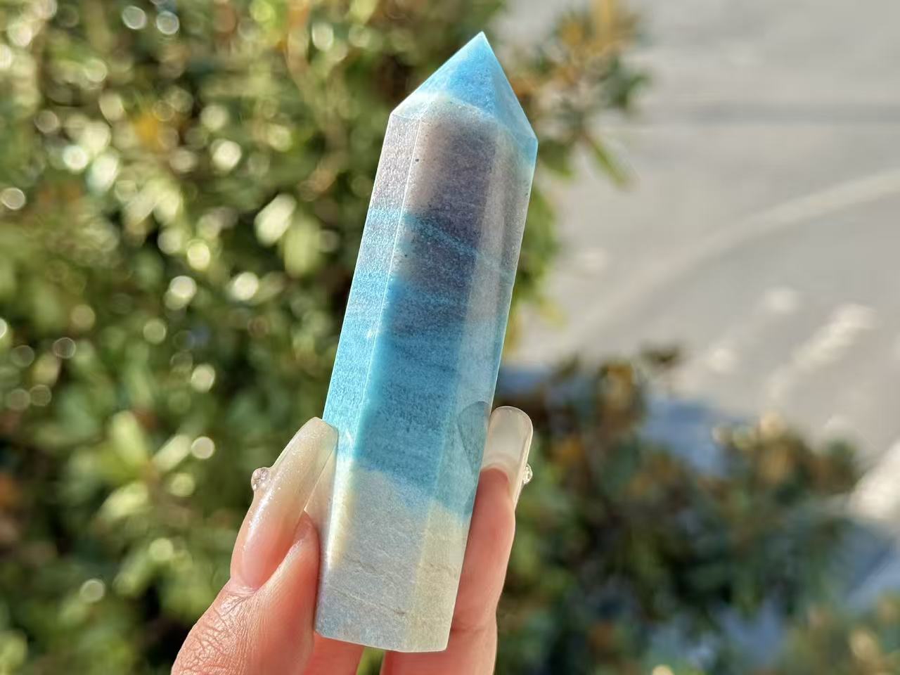 Natural Trolleite Hnad Carved Obelisk,Crystal Quartz Tower.