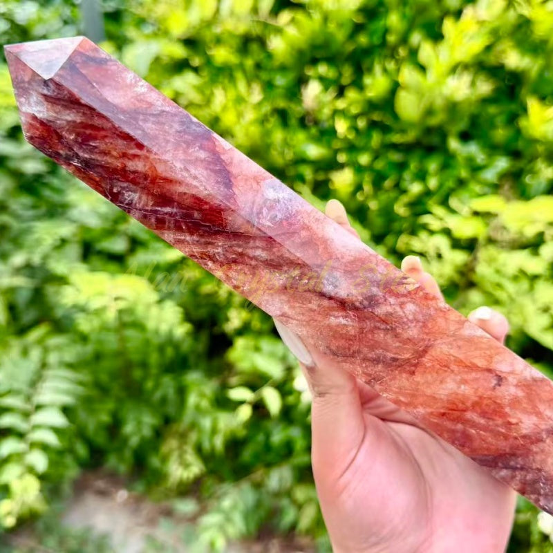 Natural Red fire Quartz Tower,large size crystal Tower.