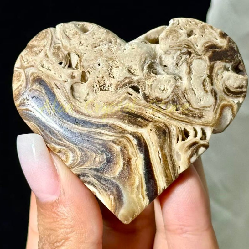Amber Calcite Heart