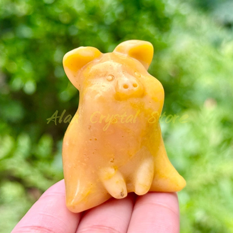 Natural Yellow Jade Pig Carving.1PC