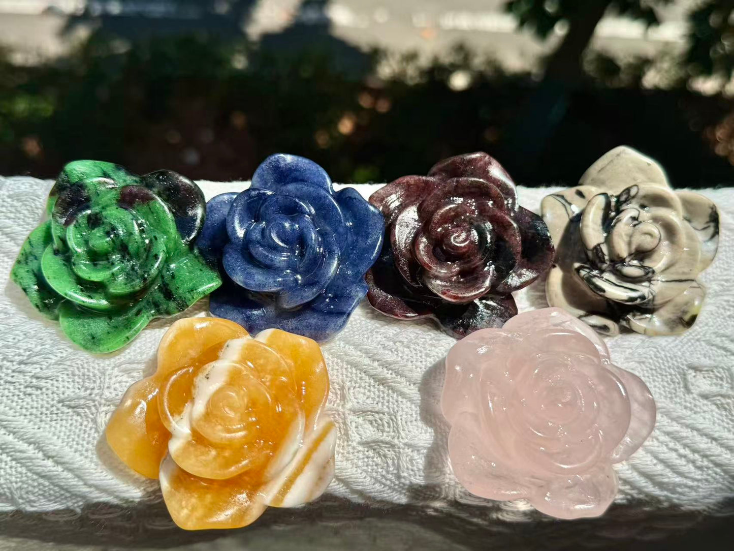Natural Crystal quartz Hnad Carved Rose,gift for her 1PC