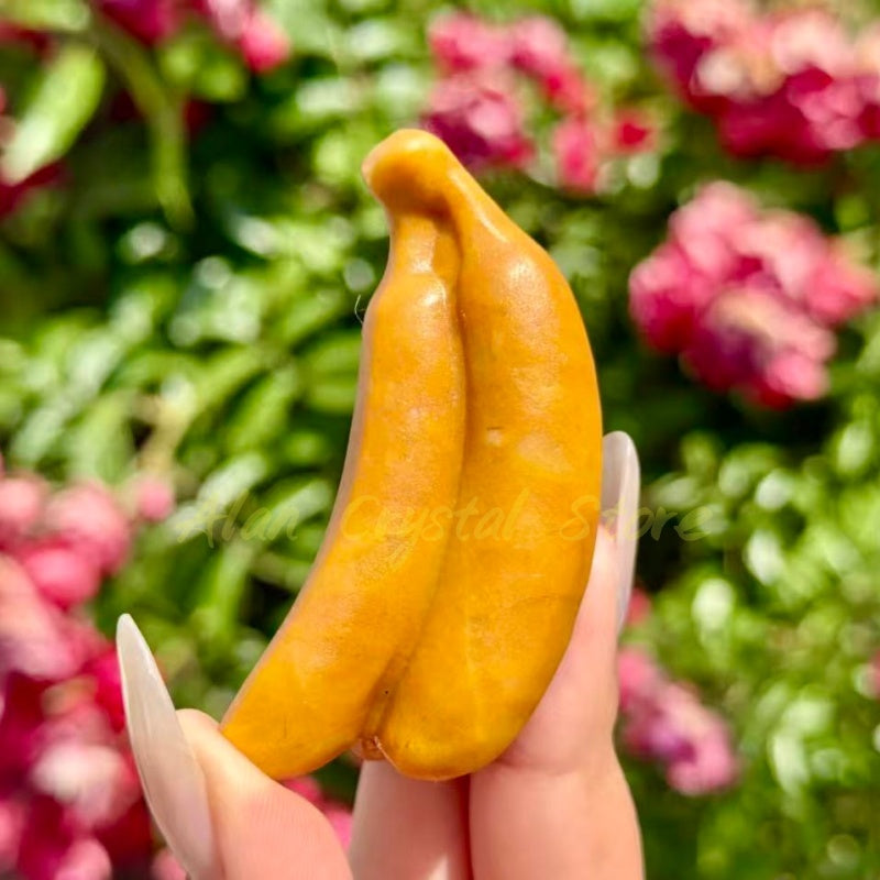 Yellow Jade Banana Carving