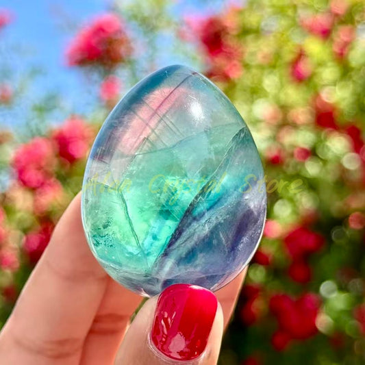 Rainbow Fluorite Egg Carving