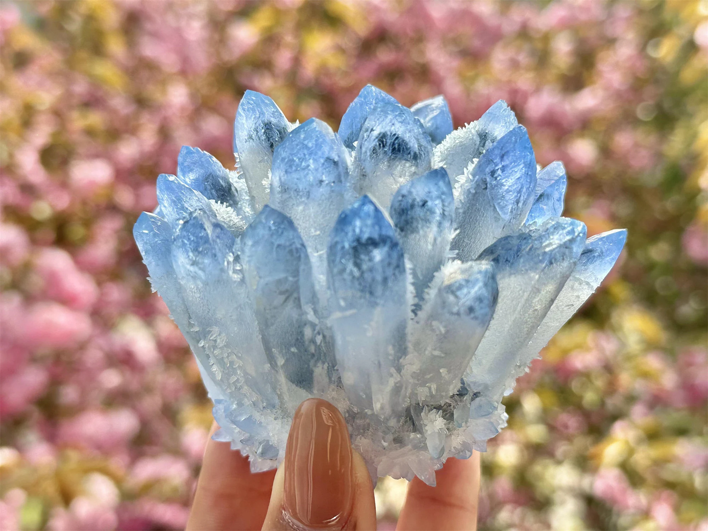 300g+ Blue Clear Quartz Cluster,Crystal Cluster 1PC