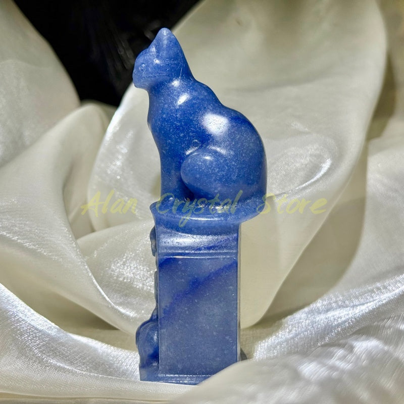 Natural Blue Aventurine Coffin Cat 1PC