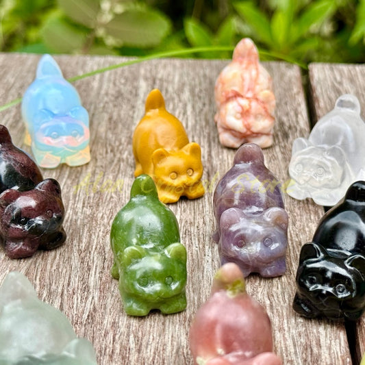 Natural Crystal Quartz Cat Carving.10PCS