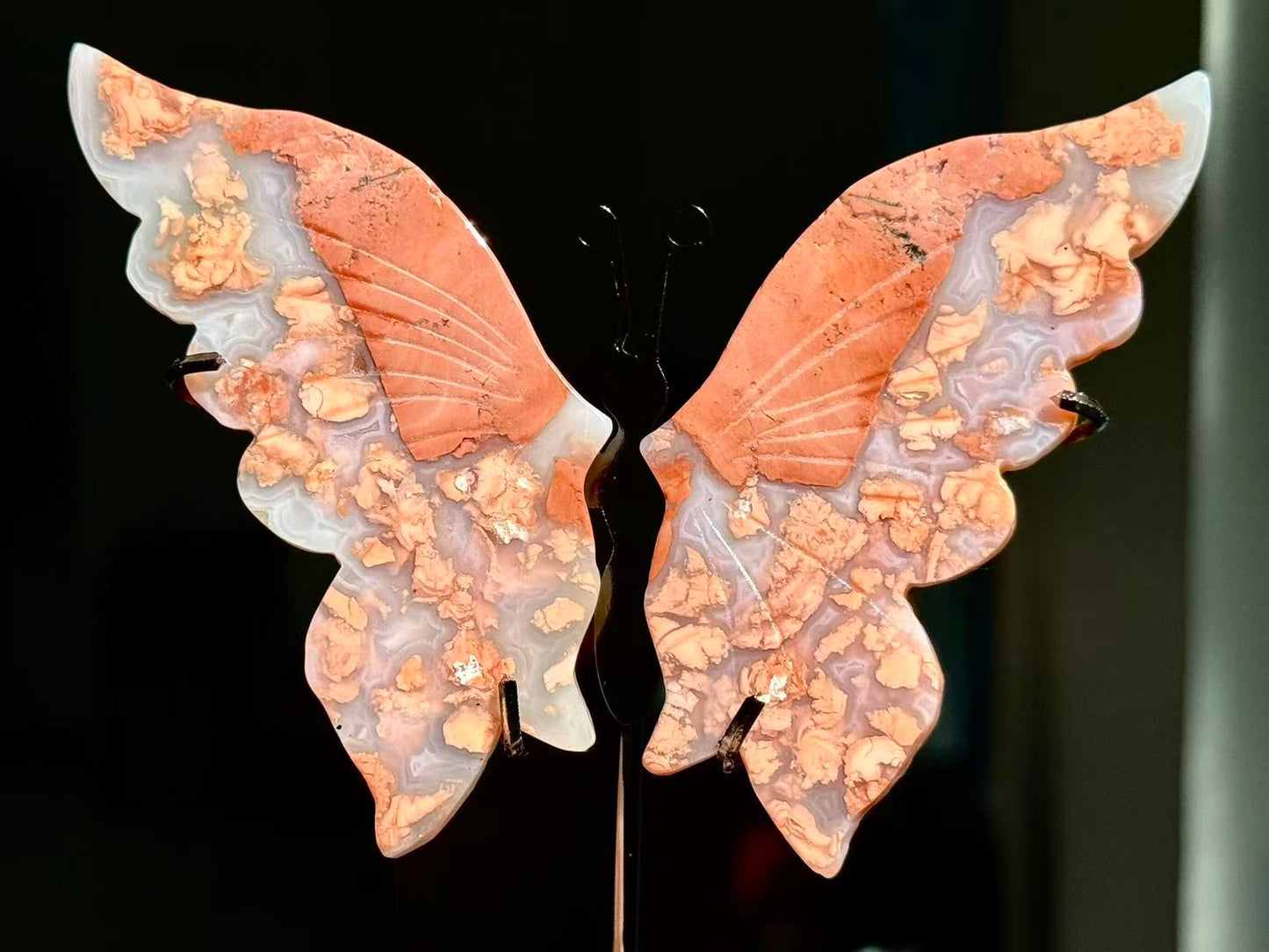 Natural Pink Sakura Agate Wing.Agate Geode Butterfly Wings.