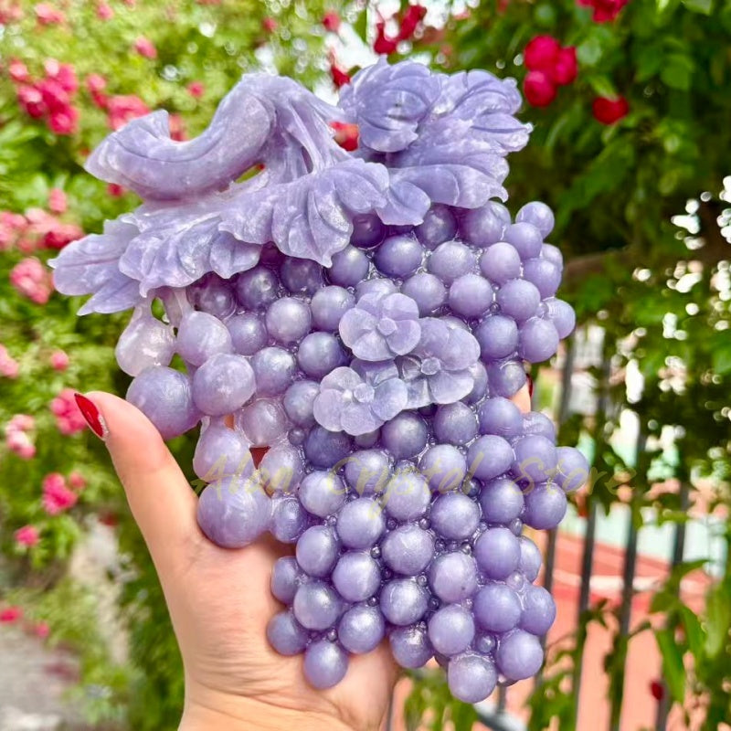 Natural Lepidolite Grape Carving