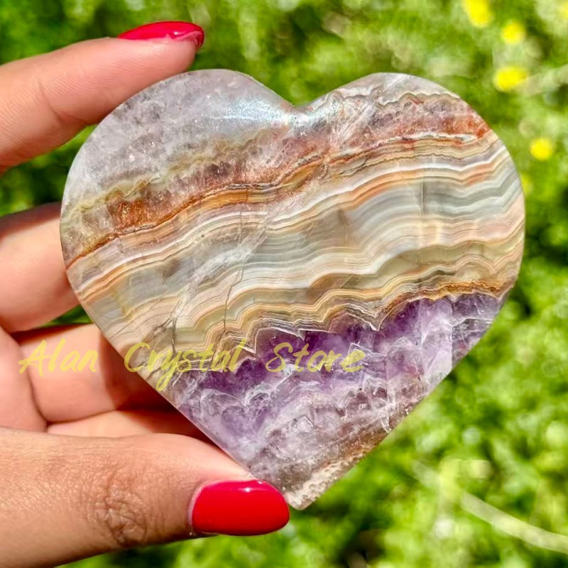 Natural Amethyst agate Heart.1PC