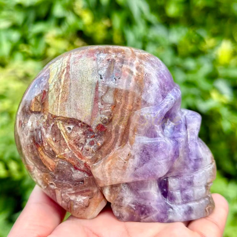 Amethyst Agate Skull Carving