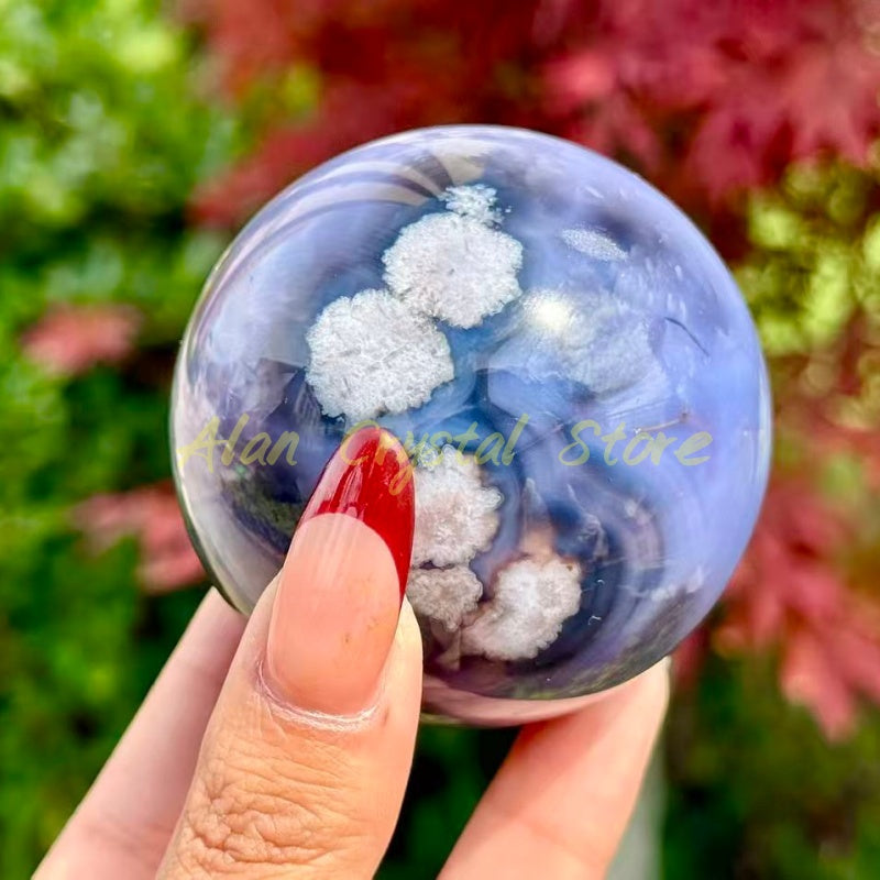 Natural Blue Sakura Agate Sphere.1PC
