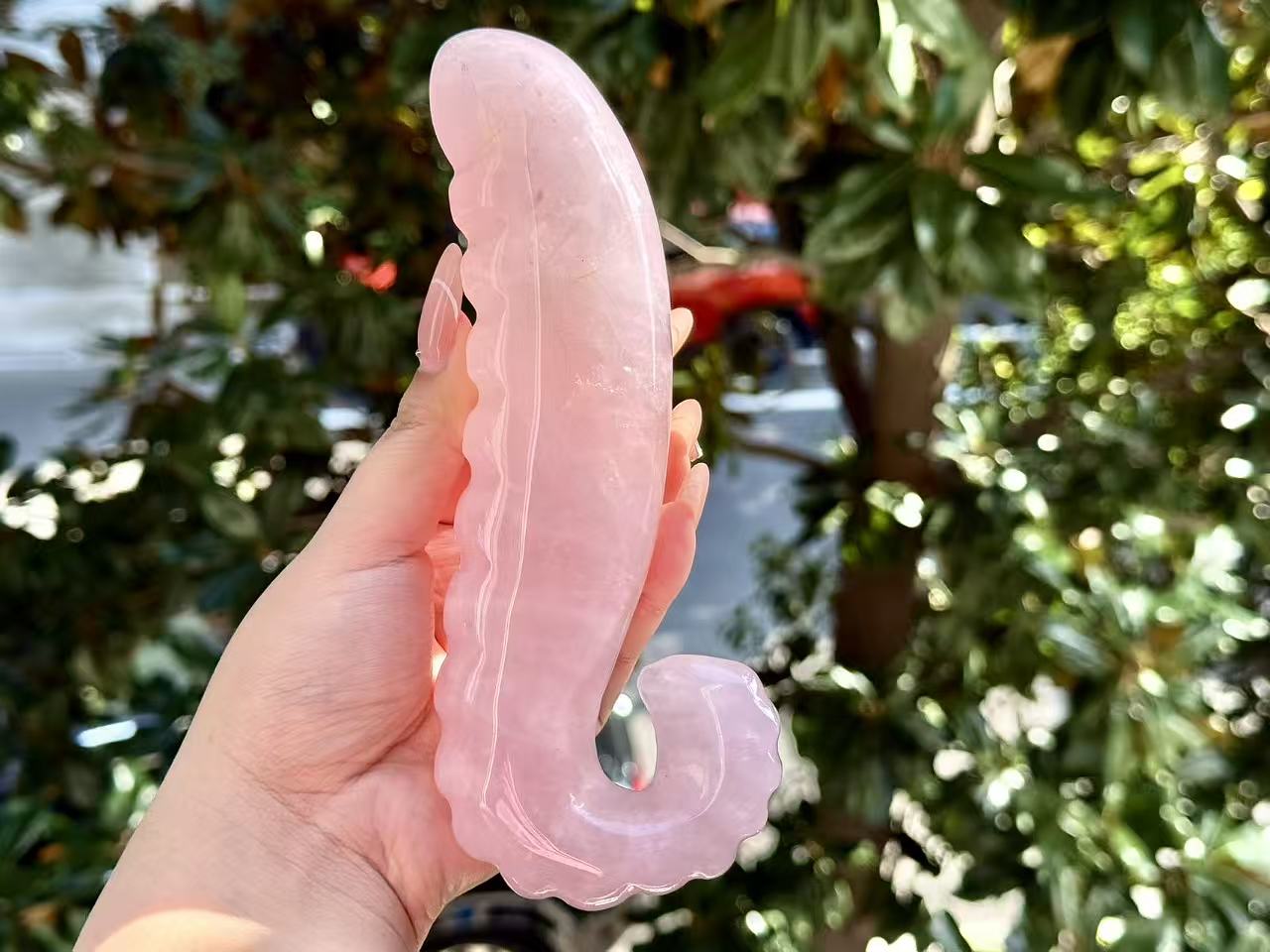 6"+ Natural Rose Quartz Hand Carved Wand, Rose Quartz Healing Gemstone Gift for Woman, Crystal quartz massage stick,Energy Crystal wand 1PC