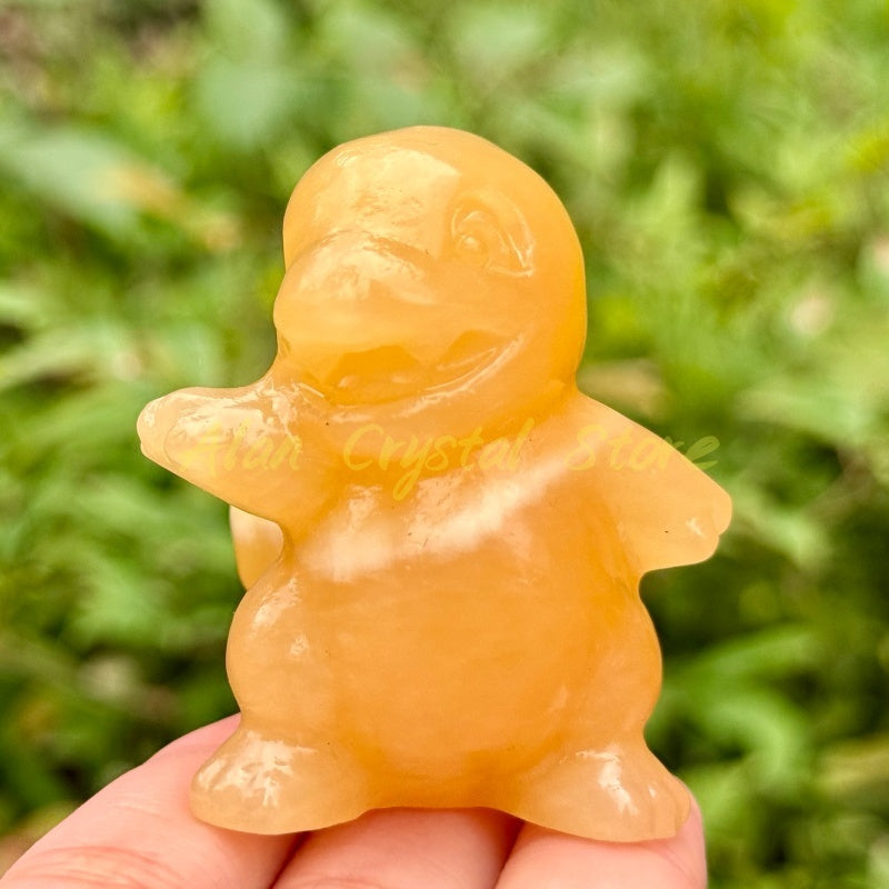 Natural Crystal Quartz Charmander Carving.1PC