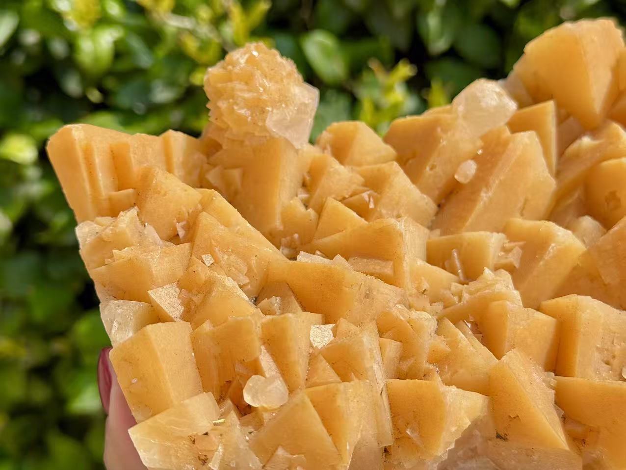 Large Natural Orange Calcite Crystal Cluster, Rare Geometric Calcite Mineral Specimen, Raw Crystal Home Decor