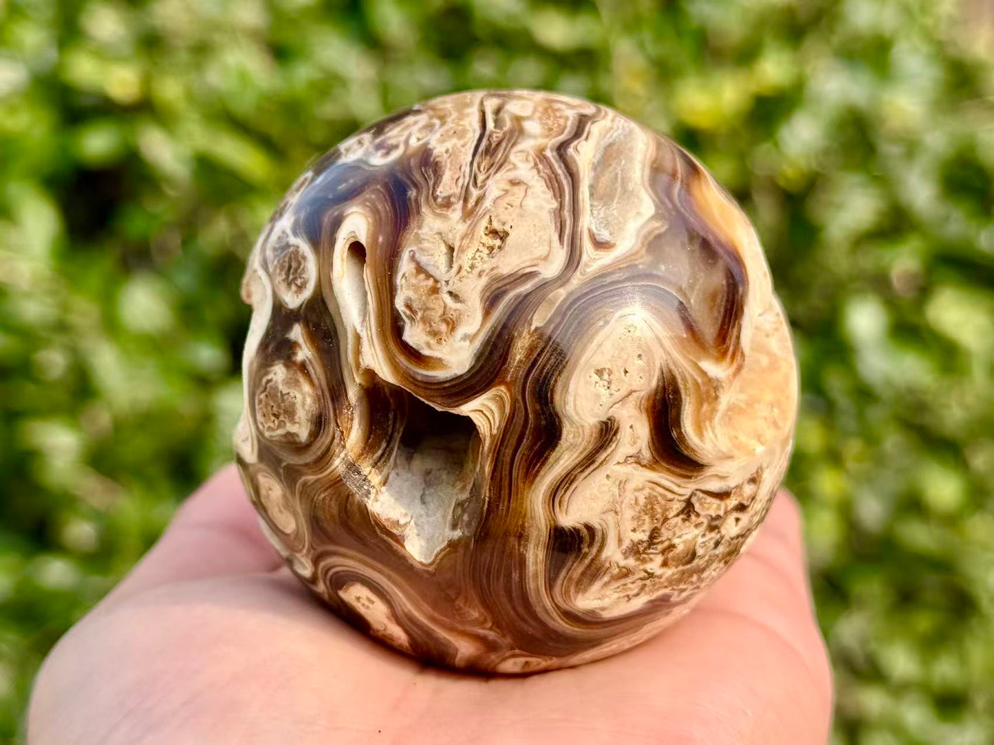 Natural Amber Calcite Sphere，High Quality Hand Carved Ball.