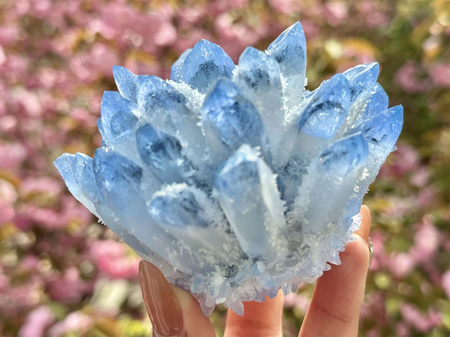 300g+ Blue Clear Quartz Cluster,Crystal Cluster 1PC