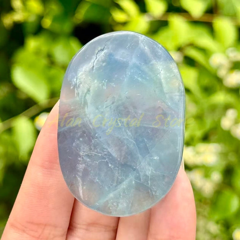 Natural Blue fluorite Palm Stone.