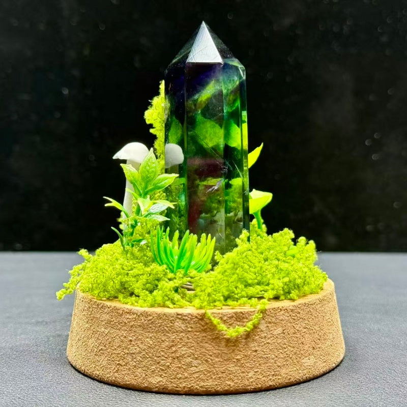 Natural Rainbow Fluorite Night Lamp.Mushroom Night Light.