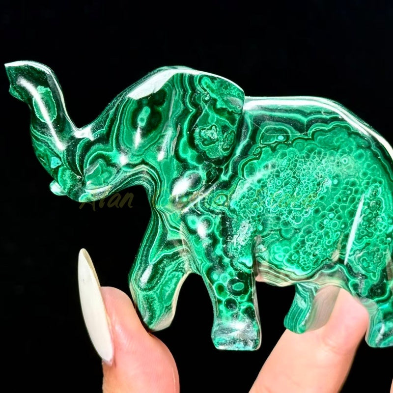 Malachite Elephant Carving