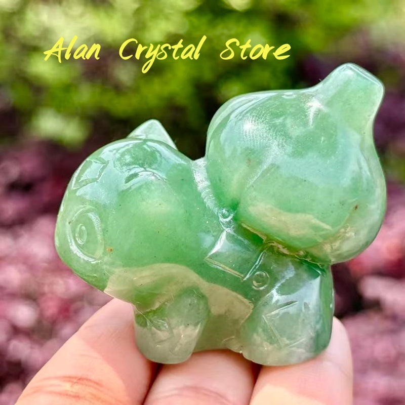 Green Aventurine Bulbasaur Carving
