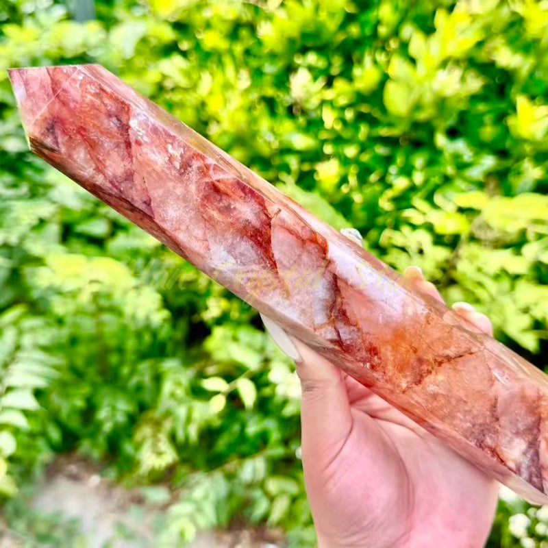 Natural Red fire Quartz Tower,large size crystal Tower.