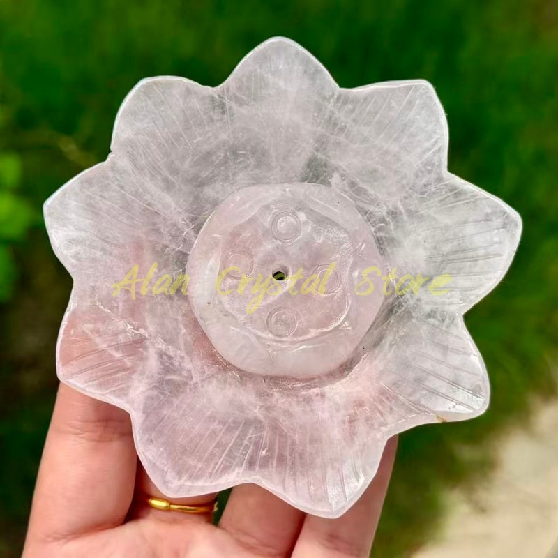 Natural Rose Quartz Lotus Base 1PC