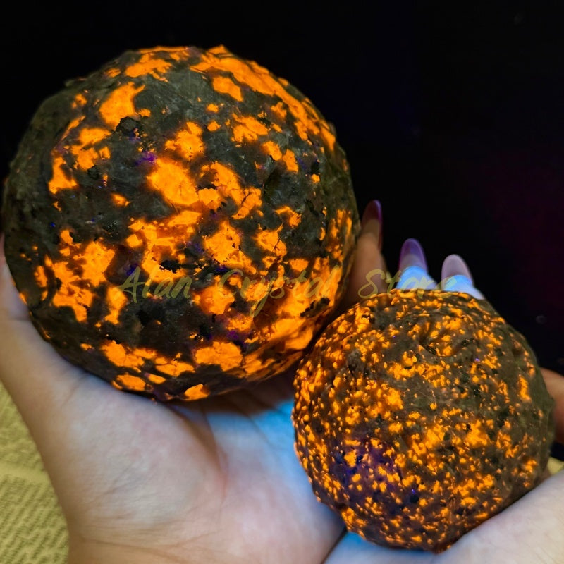Natural Yooperlite Moon Ball Carving.