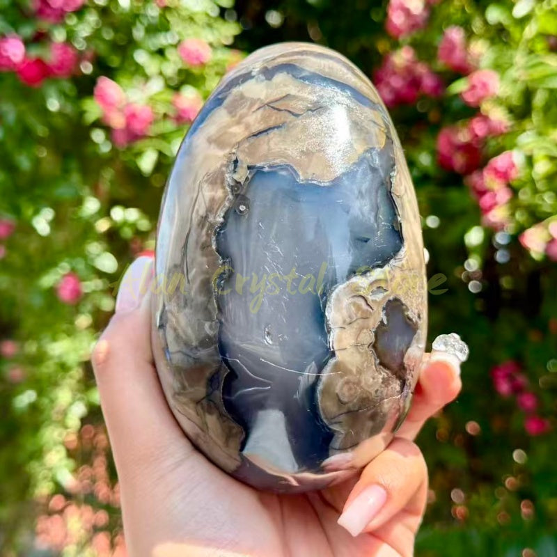 Volcano Agate Egg Carving
