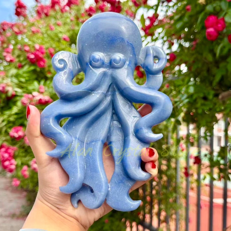 Blue Aventurine Octopus Carving