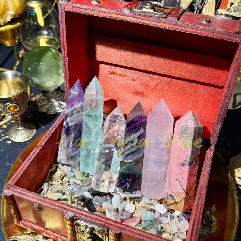 Natural Crystal Tower Treasure Box,Energy Blessing,Witch's Energy Crystal Box