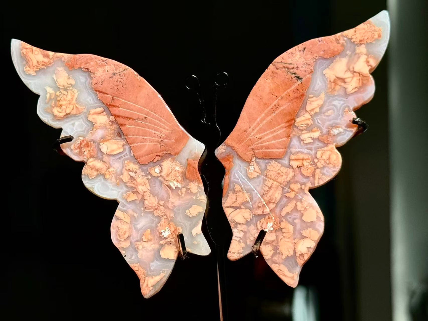 Natural Pink Sakura Agate Wing.Agate Geode Butterfly Wings.