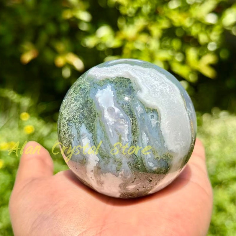 Natural Moss Agate Sphere.1PC