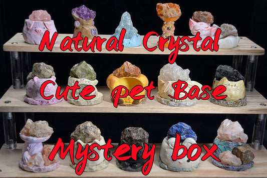 Natural Crystal Stone mystery box,Cute Pet Base,Raw Stone