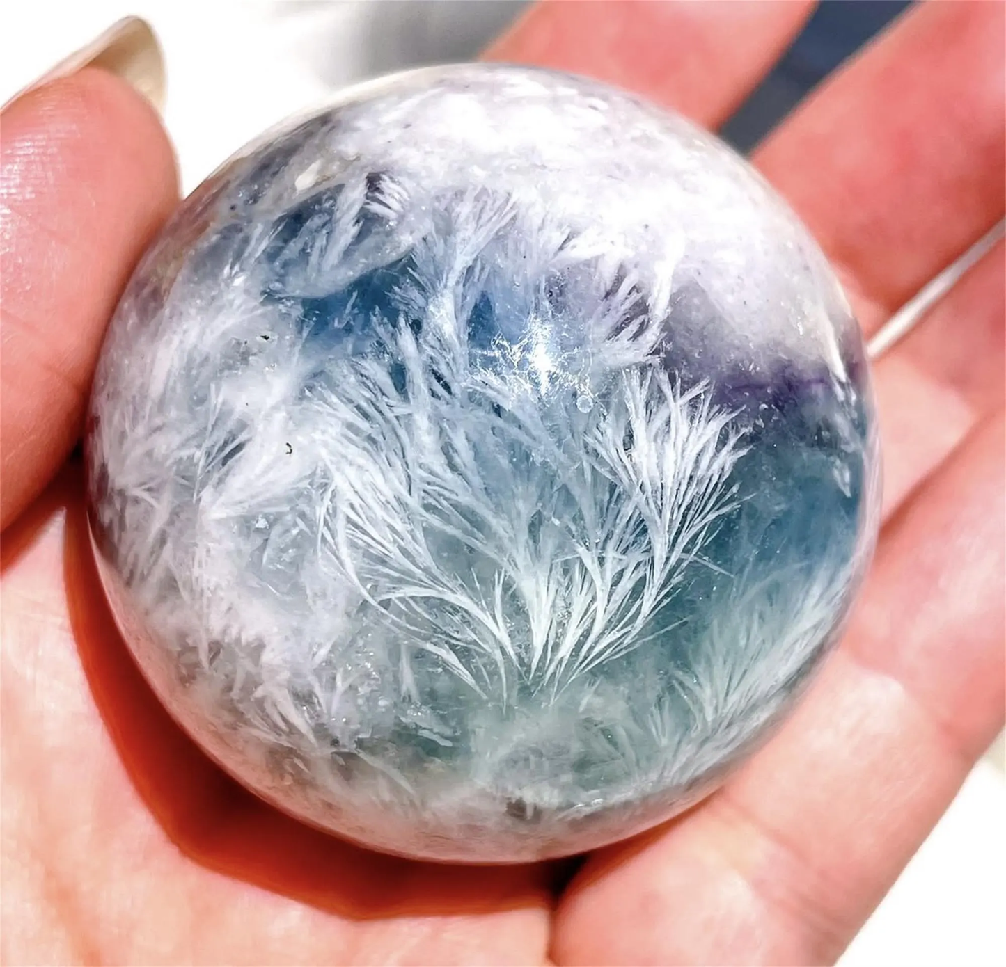 Natural Feather Fluorite Sphere,High Quality Ball.