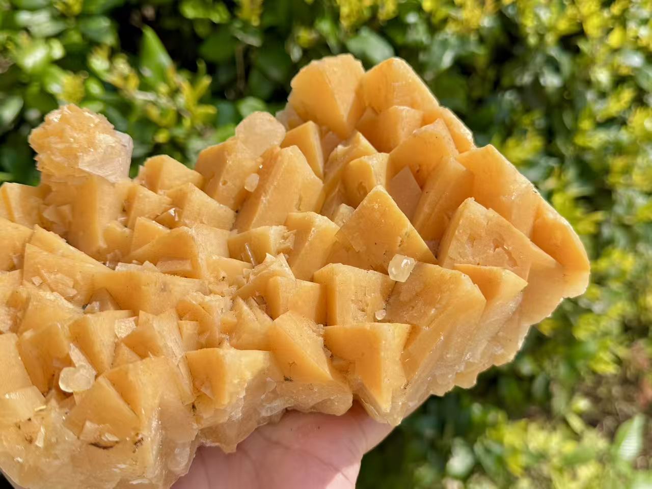 Large Natural Orange Calcite Crystal Cluster, Rare Geometric Calcite Mineral Specimen, Raw Crystal Home Decor