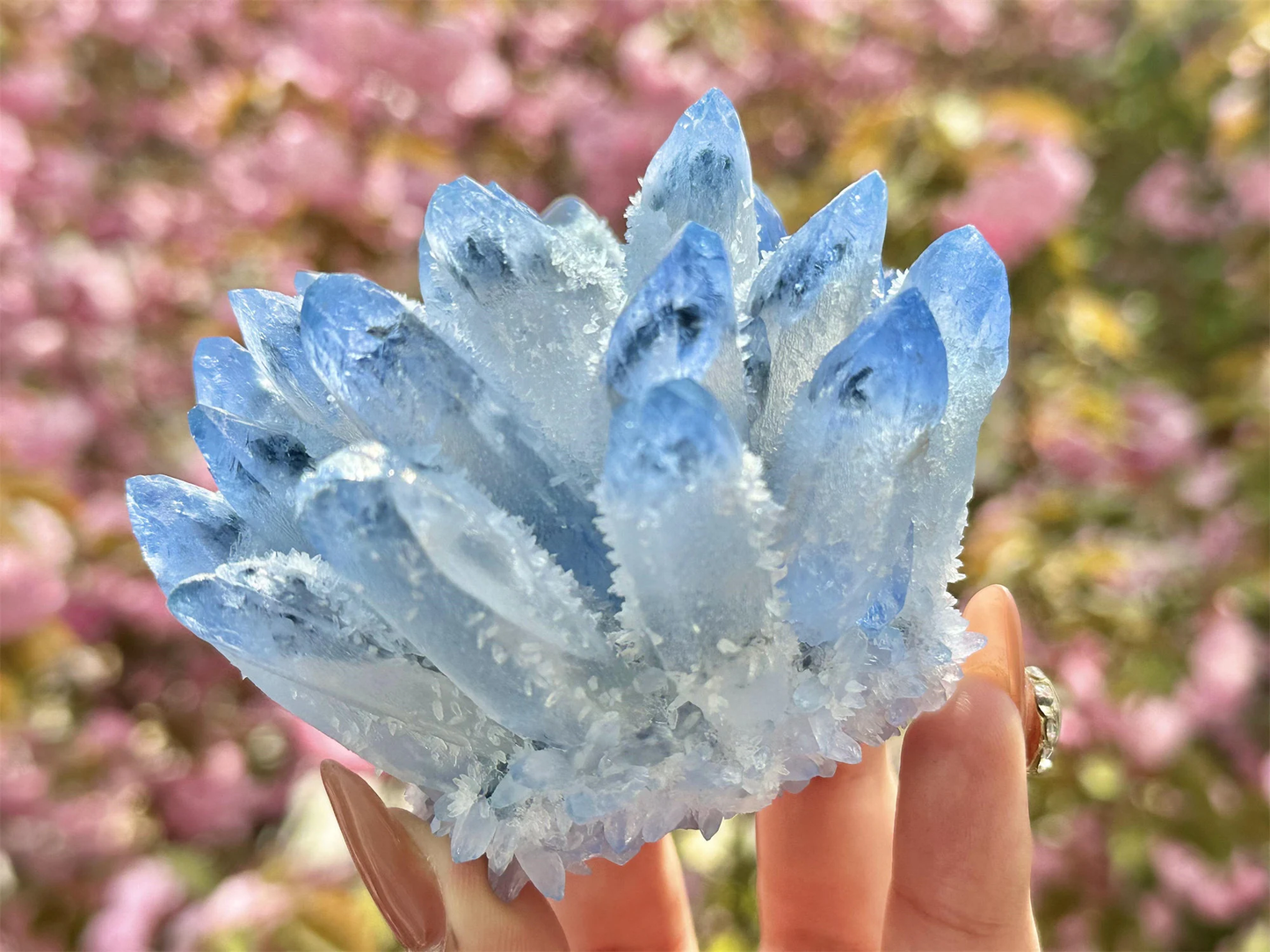 300g+ Blue Clear Quartz Cluster,Crystal Cluster 1PC