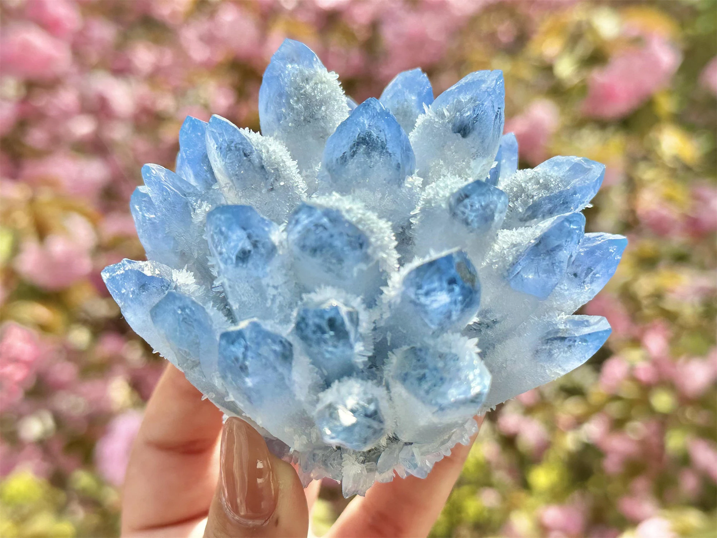 300g+ Blue Clear Quartz Cluster,Crystal Cluster 1PC
