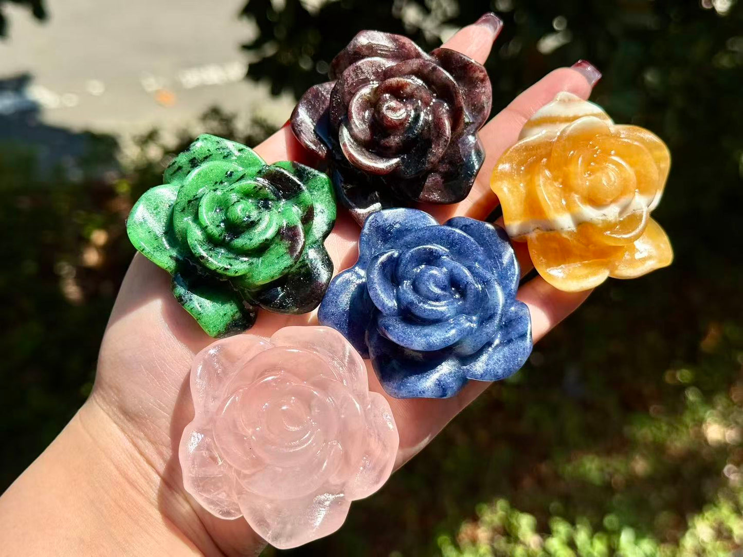 Natural Crystal quartz Hnad Carved Rose,gift for her 1PC