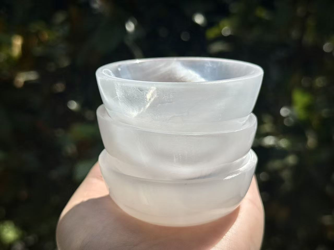 Handcrafted Selenite Gypsum Bowl & Natural Healing Crystal Bracelet Gift Set | Reiki Charged Energy Cleansing Kit