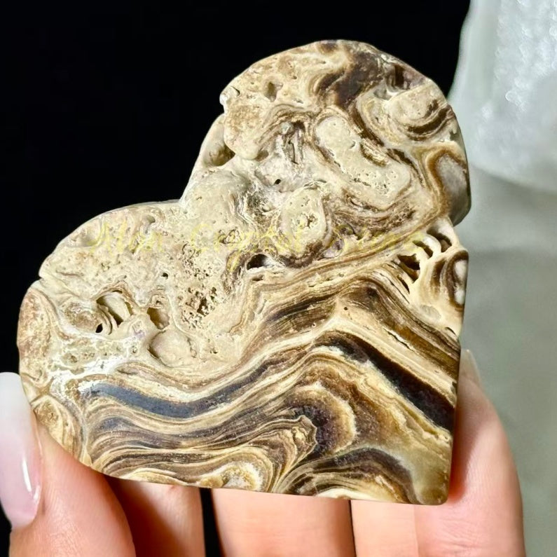 Amber Calcite Heart