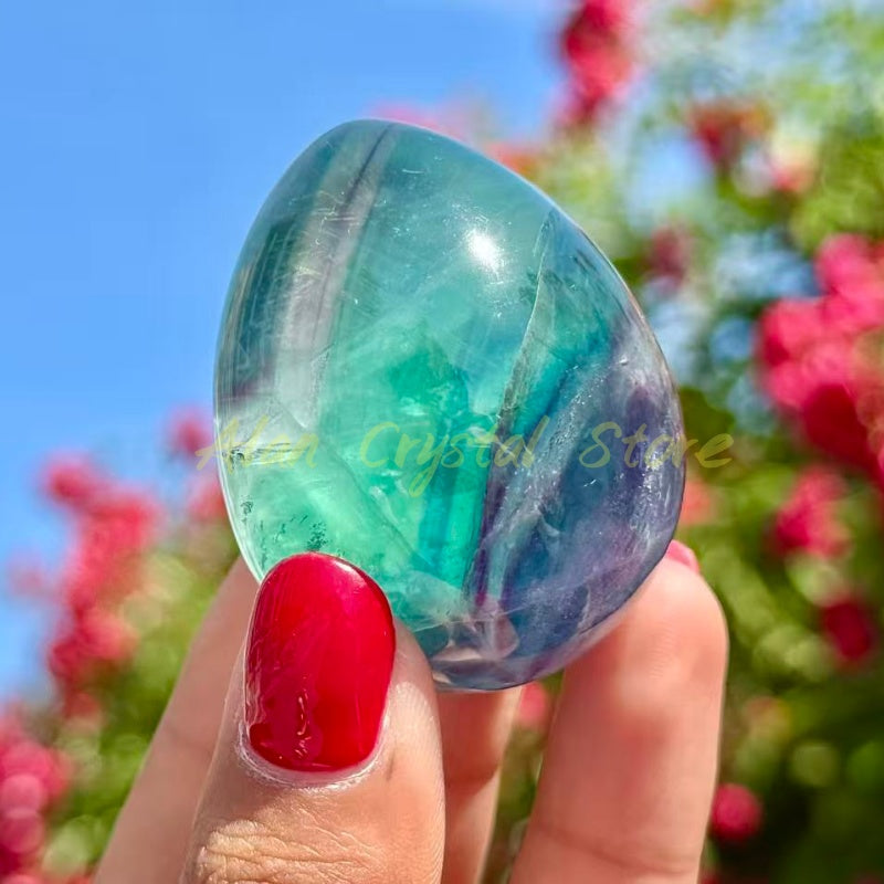 Rainbow Fluorite Egg Carving