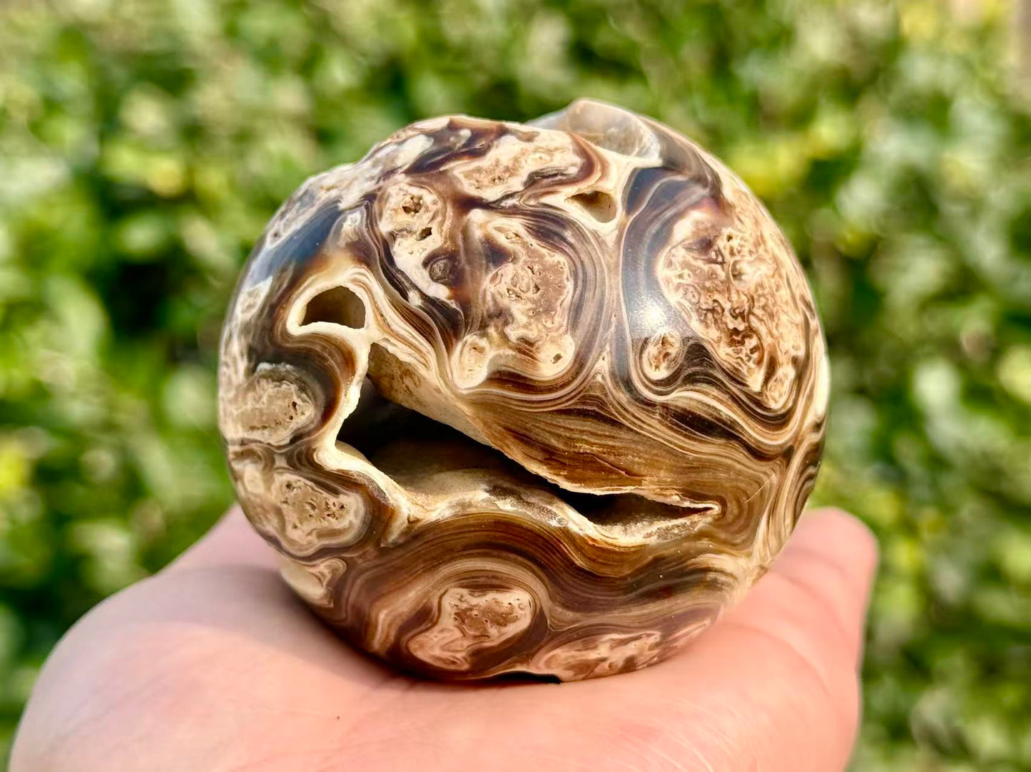 Natural Amber Calcite Sphere，High Quality Hand Carved Ball.