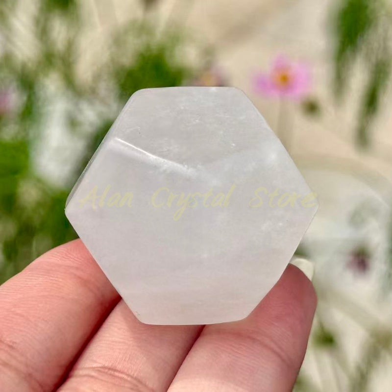 Clear Quartz Polyhedra Dice Carving