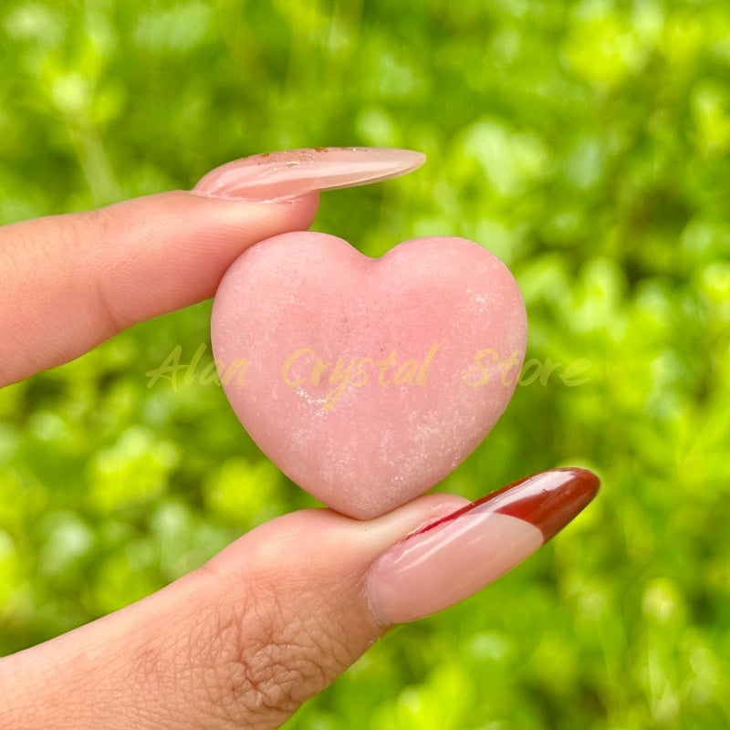 Natural Pink Opal Heart Carving.1PC