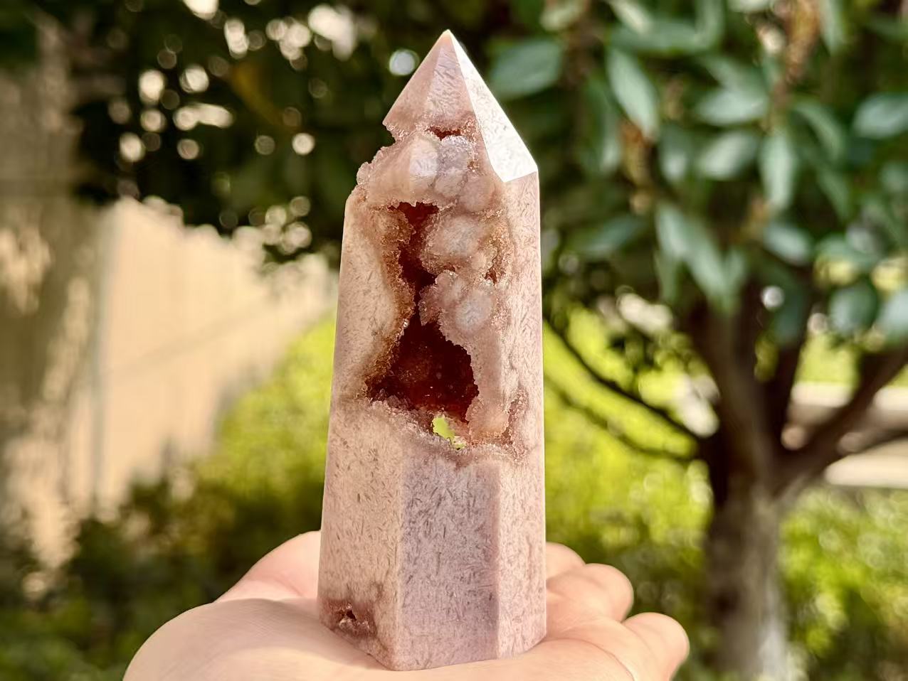 100g+ Natural Pink Purple Sakura Agate Tower,High quality Agate Geode Obelisk.