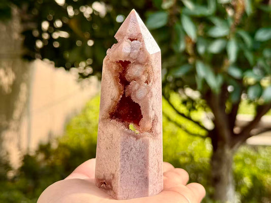 100g+ Natural Pink Purple Sakura Agate Tower,High quality Agate Geode Obelisk.