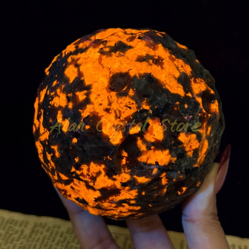 Natural Yooperlite Moon Ball Carving.