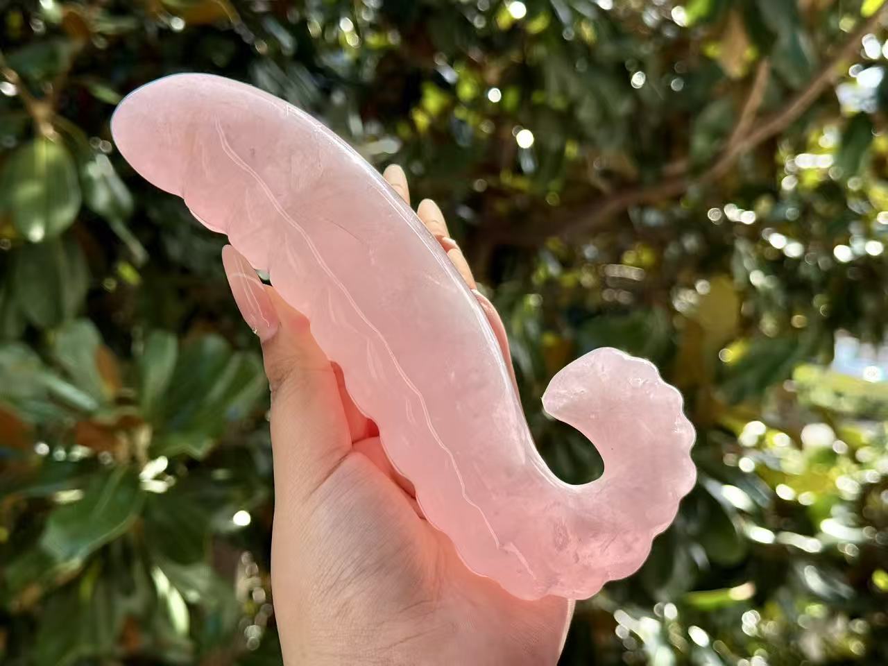 6"+ Natural Rose Quartz Hand Carved Wand, Rose Quartz Healing Gemstone Gift for Woman, Crystal quartz massage stick,Energy Crystal wand 1PC