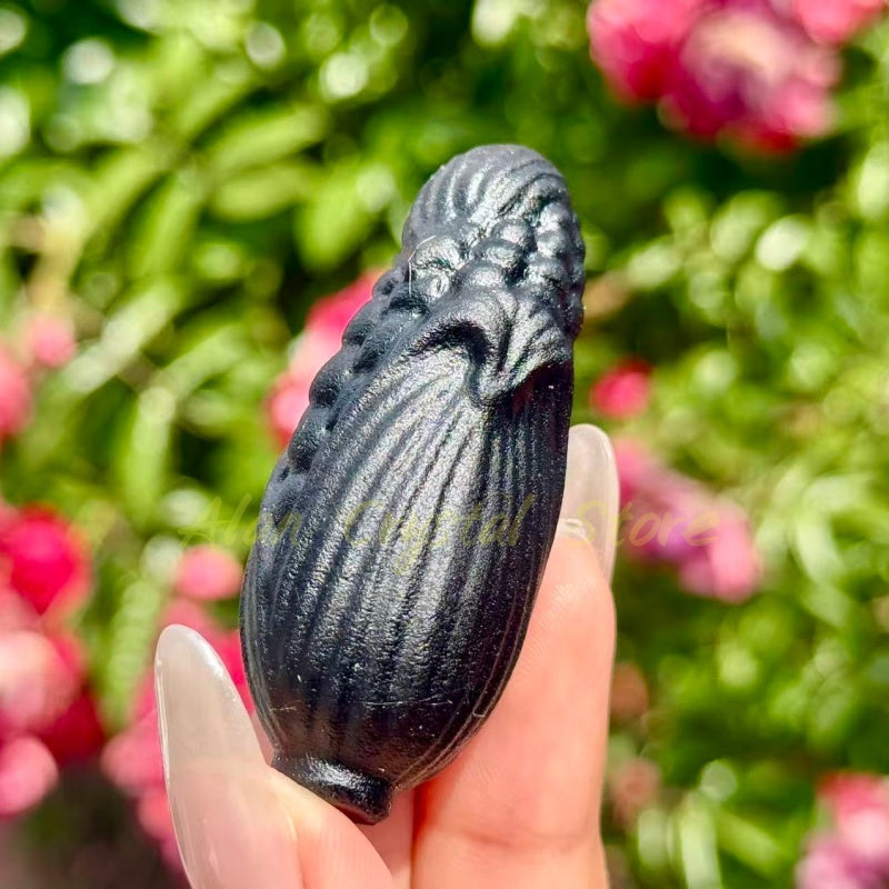 Black Obsidian Corn Carving