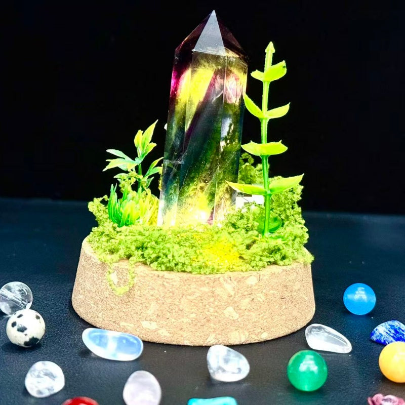 Natural Rainbow Fluorite Night Lamp.Mushroom Night Light.